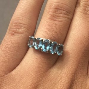 Sterling Silver & Aquamarine Ring size 9